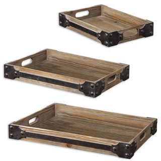 Fadia Distressed Wood Trays (set Of 3)