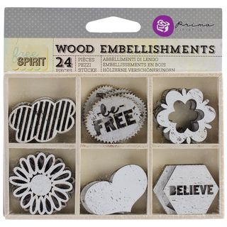 Free Spirit Laser Cut Wood Icons In A Box 24 Pieces 6 Styles Of Embellishments