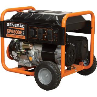 Generac GP6500E Portable Generator   8125 Surge Watts, 6500 Rated Watts, Model