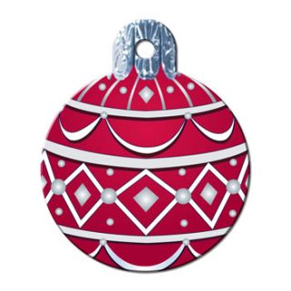 Large Red Ornament Personalized Engraved Pet ID Tag, 1 1/4 W X 1 1/2 H