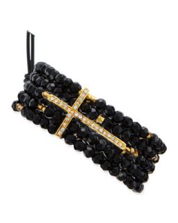 Crystal Cross Beaded Bracelet, Black