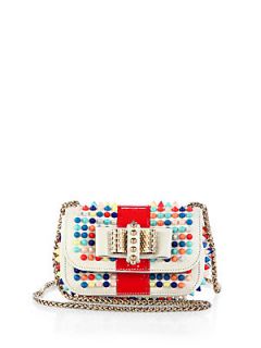 Christian Louboutin Sweet Charity Multicolored Spikes Shoulder Bag   White