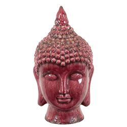 Red Ceramic Buddha Head