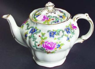 Booths Floradora (Multi Scalloped) Teapot & Lid, Fine China Dinnerware   Floral,