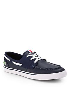 Lacoste Leather Lace Up Sneakers   Dark Blue