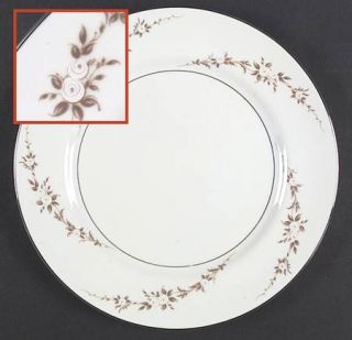 Mikasa Marion Dinner Plate, Fine China Dinnerware   Brown & Wht Trailing Roses O