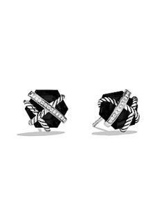 David Yurman Black Onyx & Diamond Stud Earrings   Black Onyx