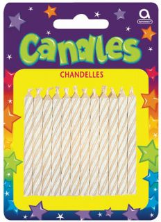 Candy Stripe White Birthday Candles (24)