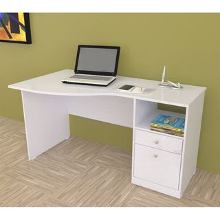 Inval White Modern Curved Top Desk