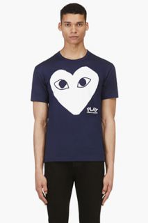 Comme Des Garons Play Navy And White Heart Logo T_shirt