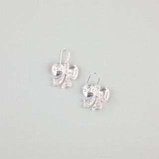 Rhinestone Bow Earrings Silver One Size For Women 220533140