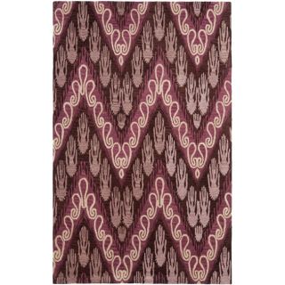 Handmade Ikat Dark Brown/ Purple Wool Rug (5 X 8)