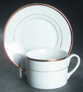 Signature Golden Traditions (1/8 Trim) Flat Cup & Saucer Set, Fine China Dinnerw