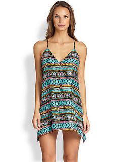MILLY Silk Fly Away Coverup   Neon Aztec