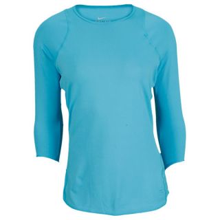 Nike Women`s Baseline 3/4 Sleeve Tennis Top Blue Xsmall Blue