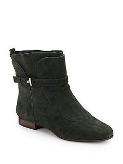 Miracle Suede Flat Ankle Boots   Dark Green