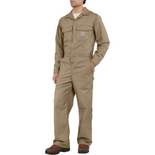 Carhartt Flame Resistant Twill Unlined Coverall   Khaki, 50 Inch Waist, Tall