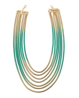 Seven Strand Layered Ombre Chain Necklace, Golden/Turquoise