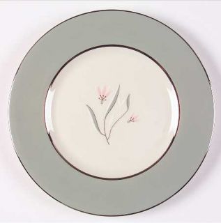 Castleton (USA) Flair Salad Plate, Fine China Dinnerware   Gray Rim,Pink Flowers