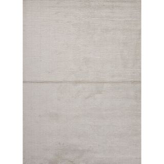 Hand loomed Solid White/ Ivory Wool/ Silk Rug (8 X 10)