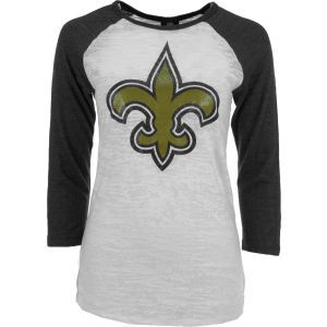 New Orleans Saints 5th & Ocean NFL Womens Tri Blend Crew Neck Raglan T Shirt