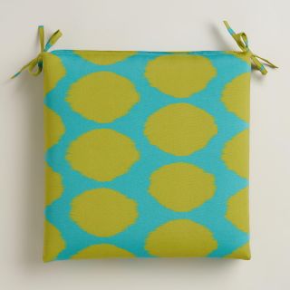 Green and Aqua Dotted Ikat Outdoor Chair Cushion   World Market