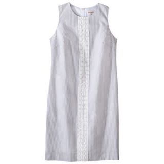Merona Womens Seersucker Lace Trim Shift Dress   Grey/White   6