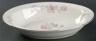 Warwick Silver Moon 10 Oval Vegetable Bowl, Fine China Dinnerware   Pink/Gray F