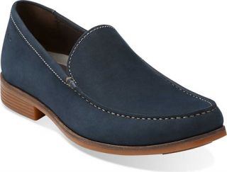 Mens Clarks Cantin Step   Blue Leather Penny Loafers