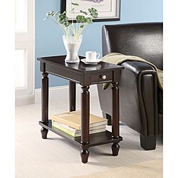 Cappuccino Wood Chair Side End Table With Drawer