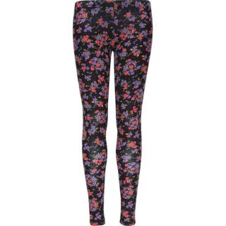 Ditsy Floral Girls Leggings Black Combo In Sizes Large, X Small, Smal