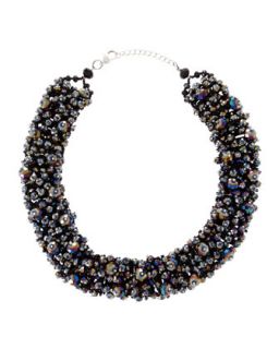 Iridescent Beaded Cluster Necklace