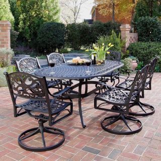 Home Styles Biscayne Black Swivel Patio Dining Set   Seats 6   5554 335