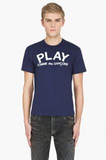 Comme Des Garons Play Navy White Logo T_shirt