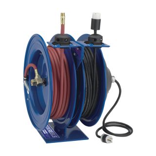 Coxreels Combo Air and Electric Hose Reel with Duplex Outlet Attachment, Model