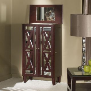 Three Drawer Mirrored Front Jewelry Armoire   Cherry Multicolor   JAWC CHERRY