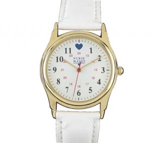 Womens Nurse Mates Military Style Heart Watch   White/Gold Watches