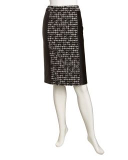 Houndstooth Faux Leather Pencil Skirt