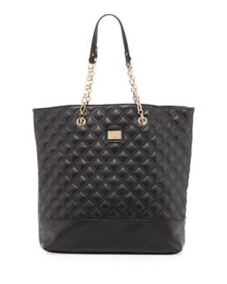 Lucile Quilted Faux Leather Tote Bag, Black
