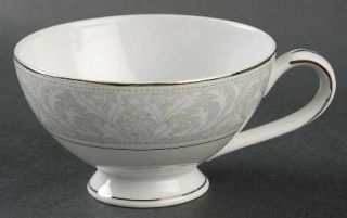Mikasa Winthrop Footed Cup, Fine China Dinnerware   White Plumes On Gray,Platinu