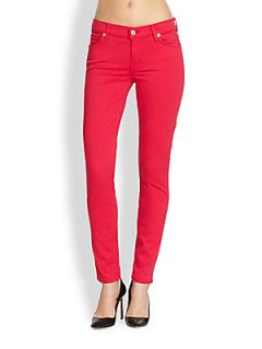 7 For All Mankind The Ankle Skinny Luxe Twill Jeans   Hot Fuchsia