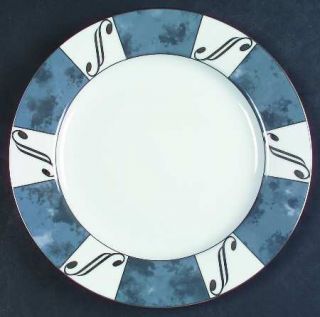 Nikko Moonstone Accent Luncheon Plate, Fine China Dinnerware   Gray Marble Band,