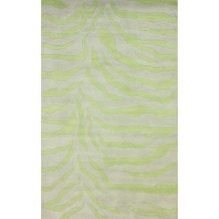 Nuloom Handmade Zebra Print Wool Lime Rug (76 X 96)