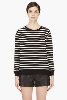A.p.c. Black And Ecru Striped Mariner Sweater