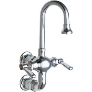 Chicago Faucets 225 261ABCP Universal 2 Handle Kitchen Faucet in Chrome with 3 3