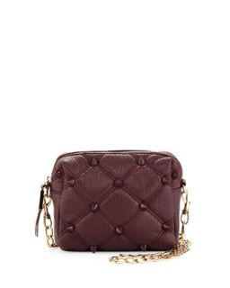 Empress Quilted Spiked Crossbody Bag, Berry