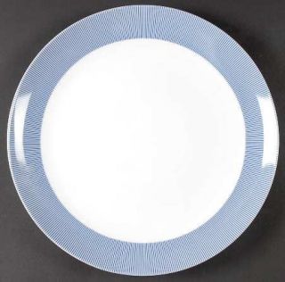 Crate & Barrel China Pinstripe Blue 13 Chop Plate (Round Platter), Fine China D