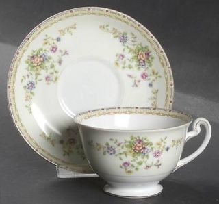 National China (Japan) Patricia Footed Cup & Saucer Set, Fine China Dinnerware  