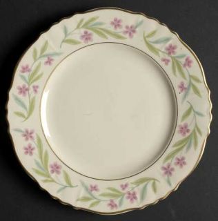Syracuse Chester Salad Plate, Fine China Dinnerware   Pink/Green Floral Band,Sca