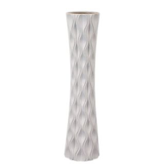 Ceramic White Vase (30 inches high x 8 inches wide x 8 inches deepUPC 877101201366For decorative purposes onlyDoes not hold water CeramicSize 30 inches high x 8 inches wide x 8 inches deepUPC 877101201366For decorative purposes onlyDoes not hold water)
